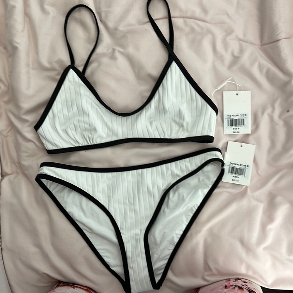 SOLID & STRIPED White and Black Bikini Set Modern Design